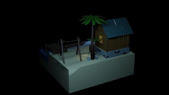 Beach House - Floating Island Artwork 3D print model_25