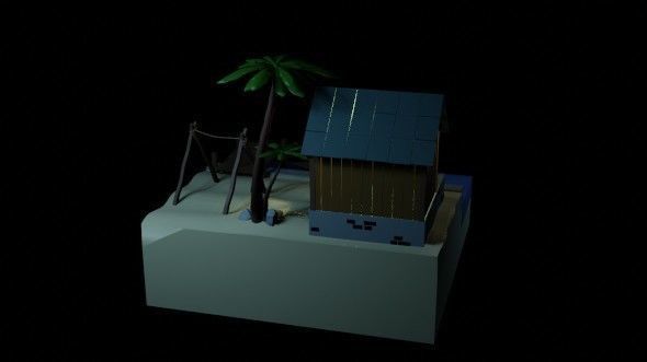 Beach House - Floating Island Artwork 3D print model_21