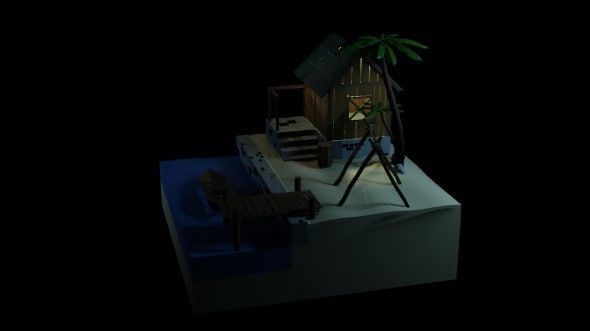 Beach House - Floating Island Artwork 3D print model_3