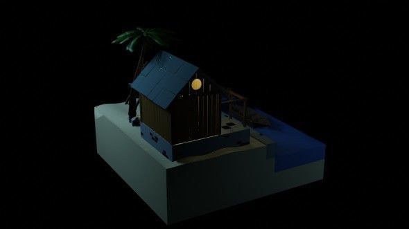 Beach House - Floating Island Artwork 3D print model_19