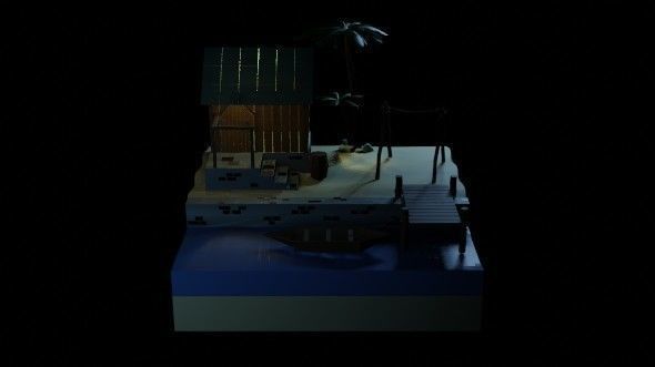 Beach House - Floating Island Artwork 3D print model_9