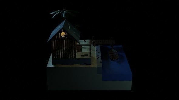 Beach House - Floating Island Artwork 3D print model_15