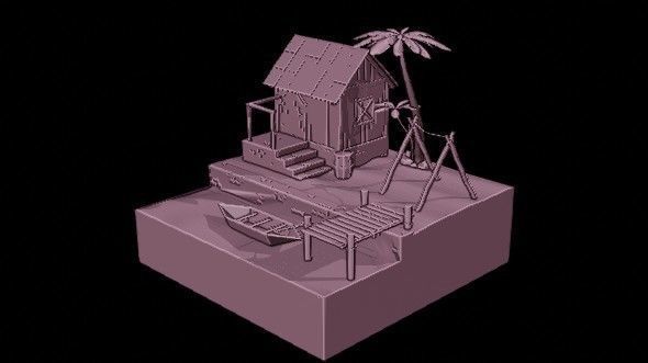 Beach House - Floating Island Artwork 3D print model_1