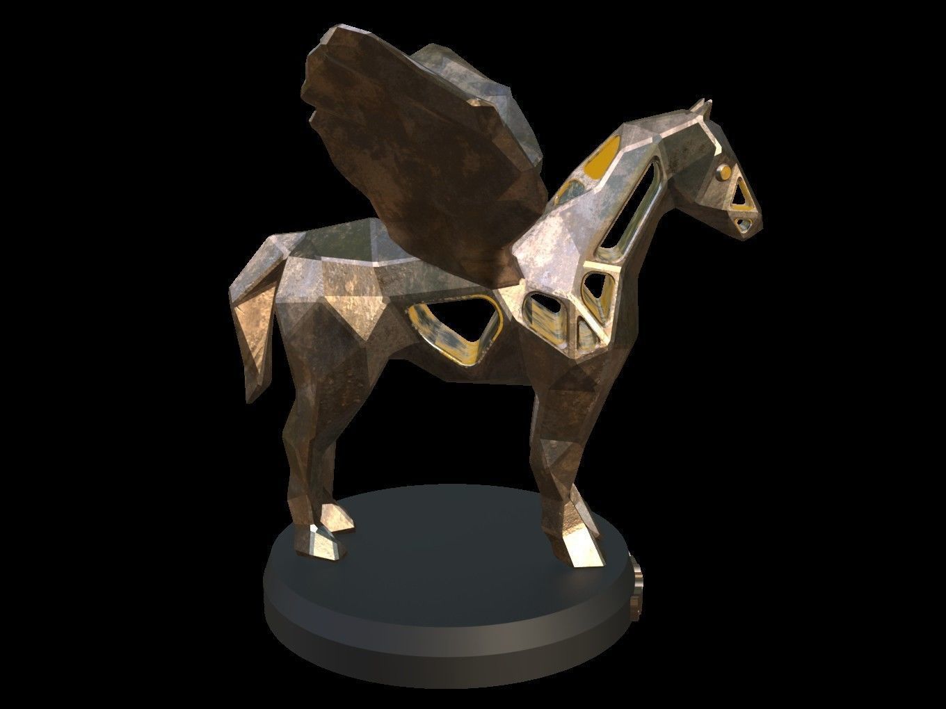 Steampunk Pegasus Low-poly 3D model_7