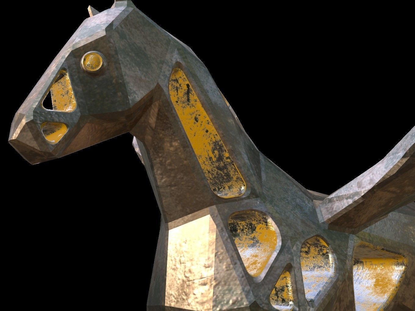 Steampunk Pegasus Low-poly 3D model_12