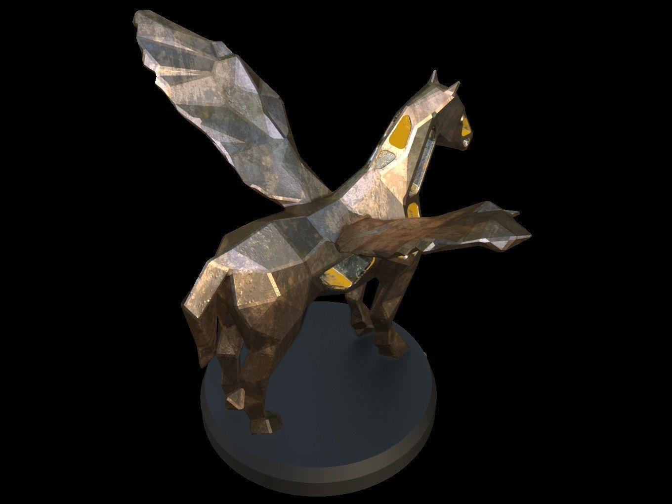 Steampunk Pegasus Low-poly 3D model_6