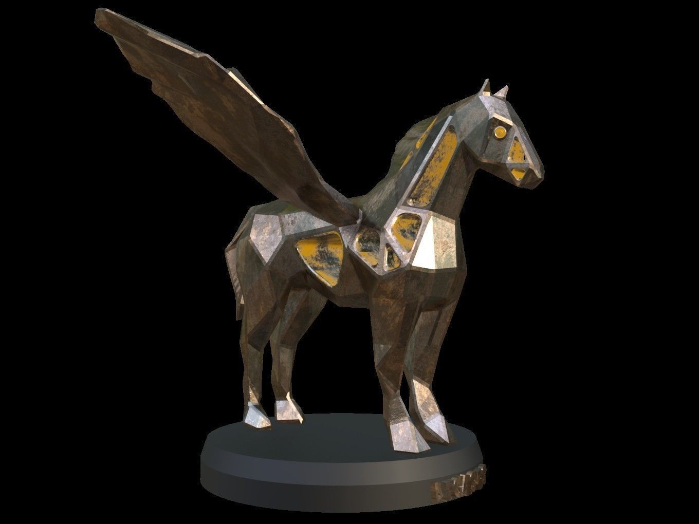 Steampunk Pegasus Low-poly 3D model_9