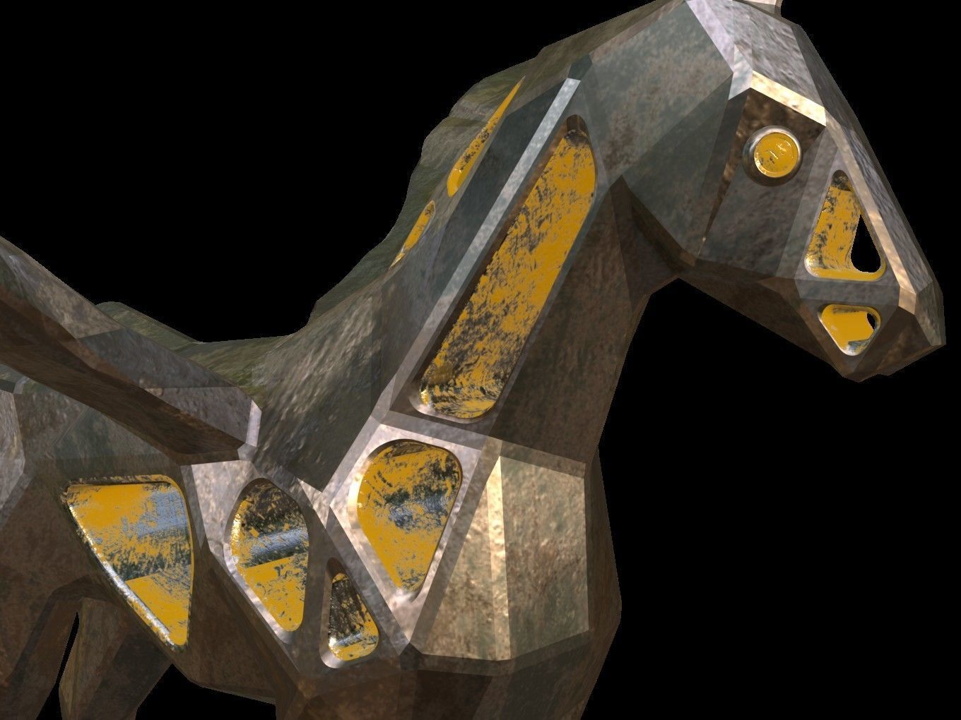 Steampunk Pegasus Low-poly 3D model_10