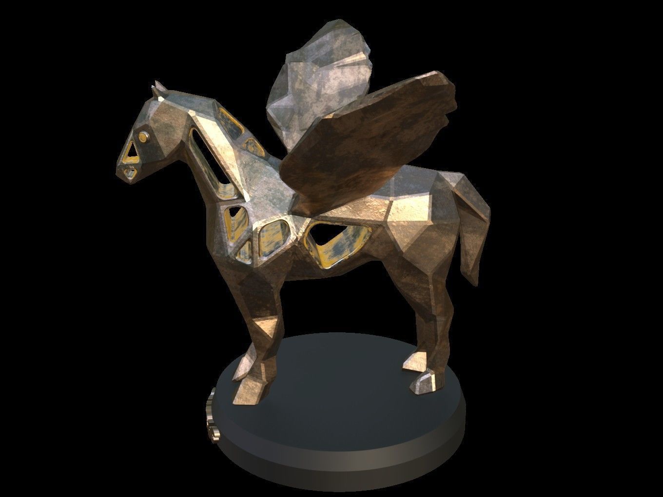 Steampunk Pegasus Low-poly 3D model_2