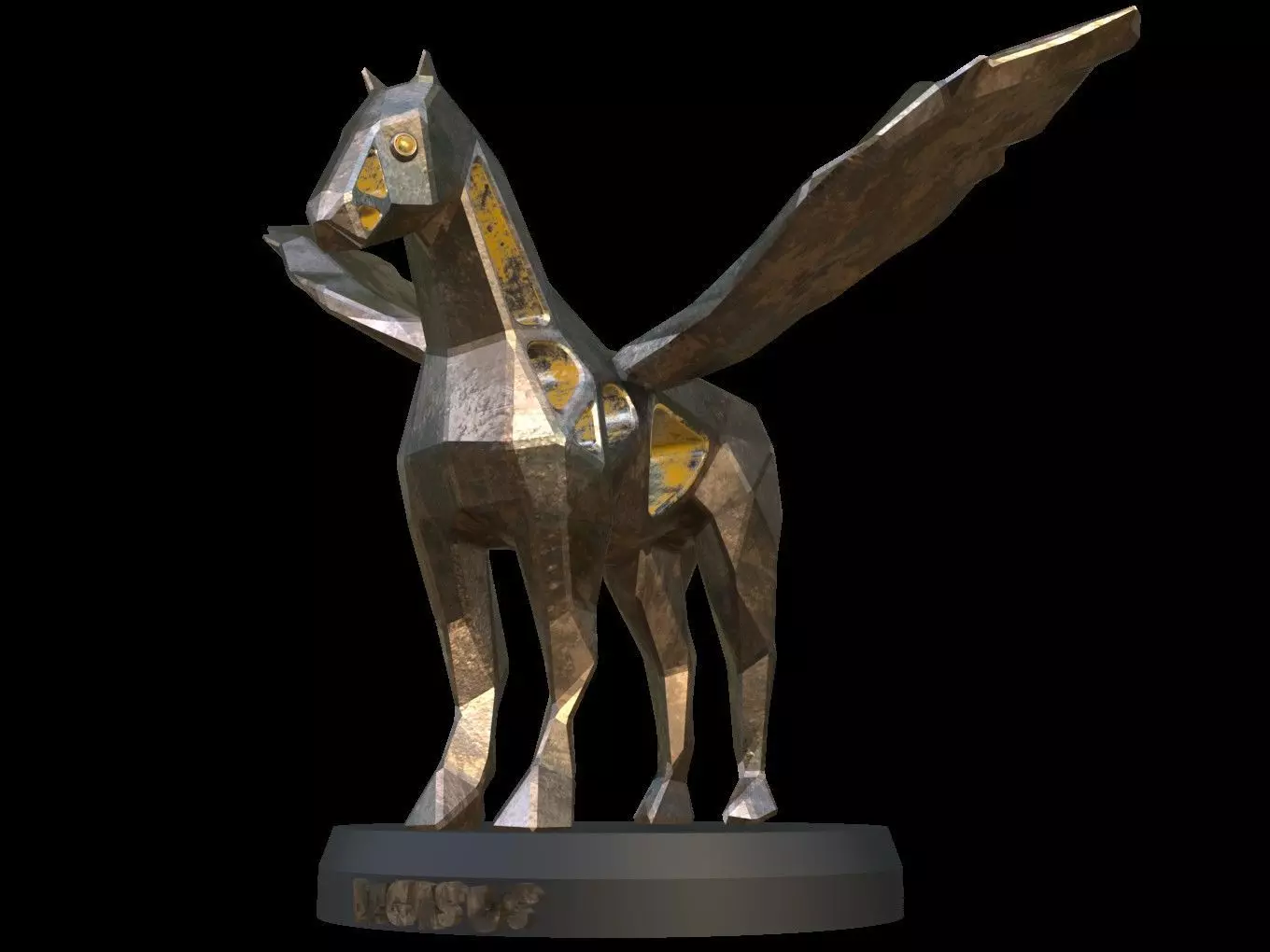 Steampunk Pegasus Low-poly 3D model_0