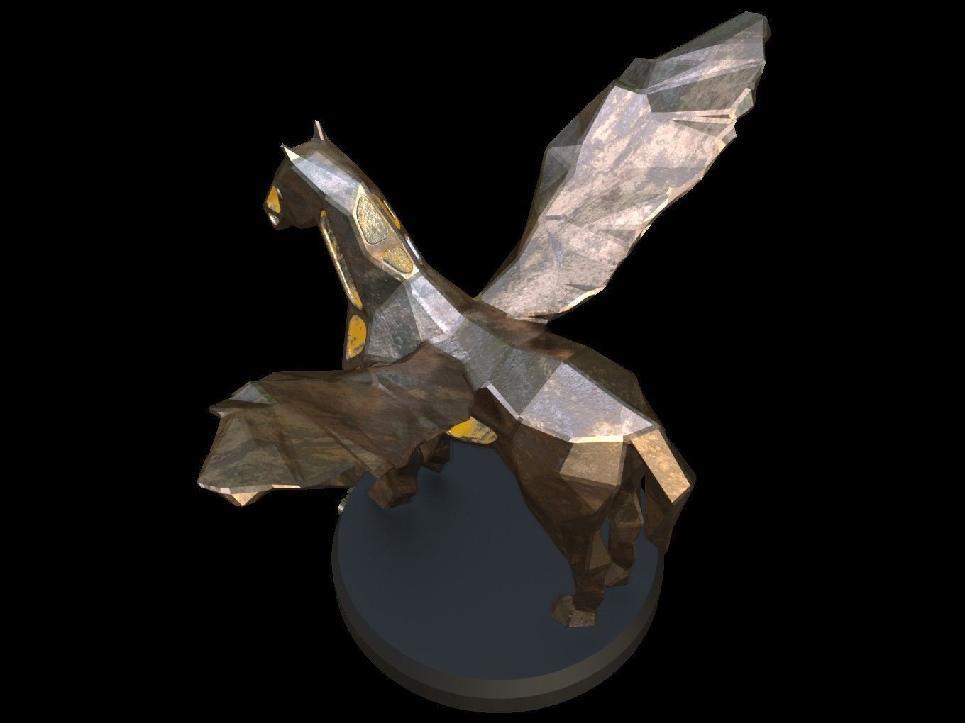 Steampunk Pegasus Low-poly 3D model_3