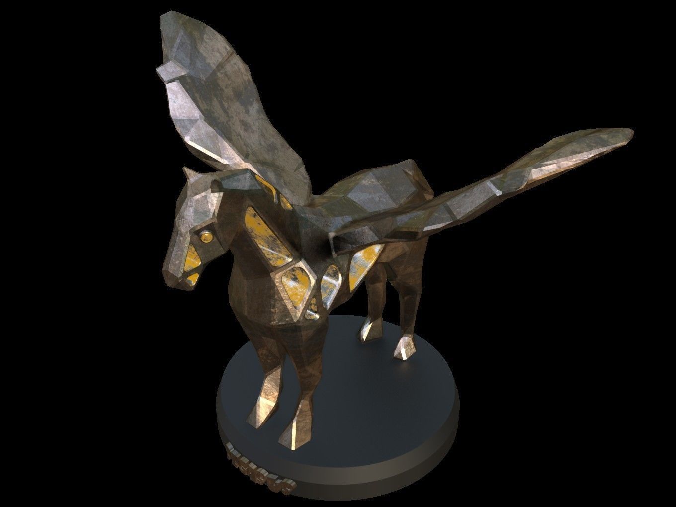 Steampunk Pegasus Low-poly 3D model_1