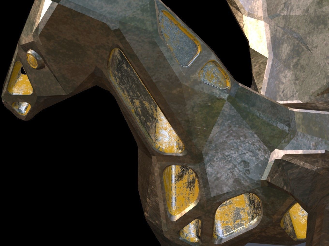 Steampunk Pegasus Low-poly 3D model_11