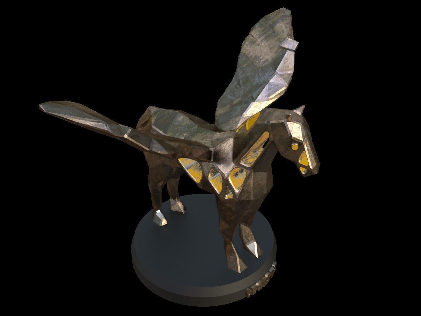 Steampunk Pegasus Low-poly 3D model_8