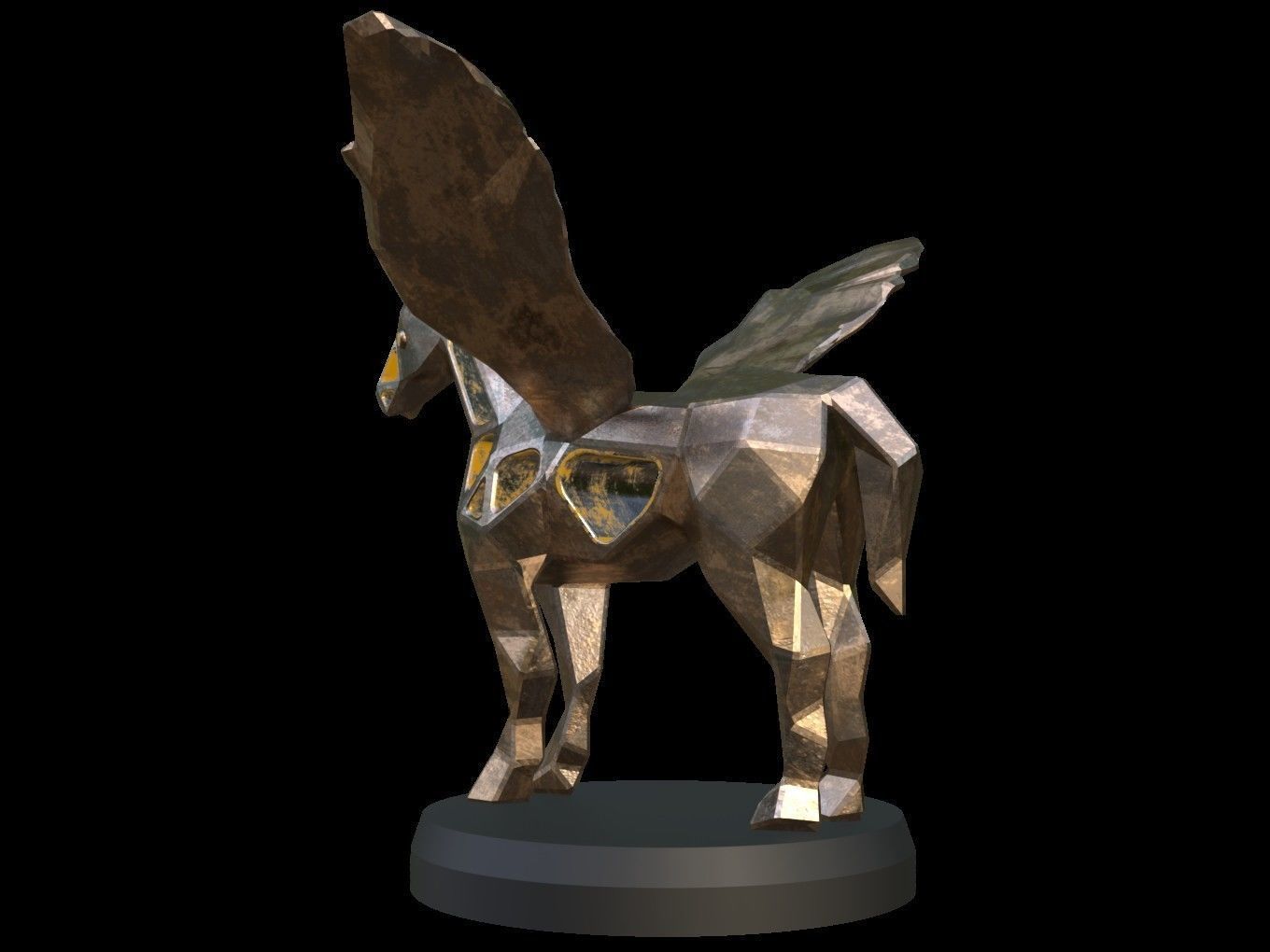 Steampunk Pegasus Low-poly 3D model_4