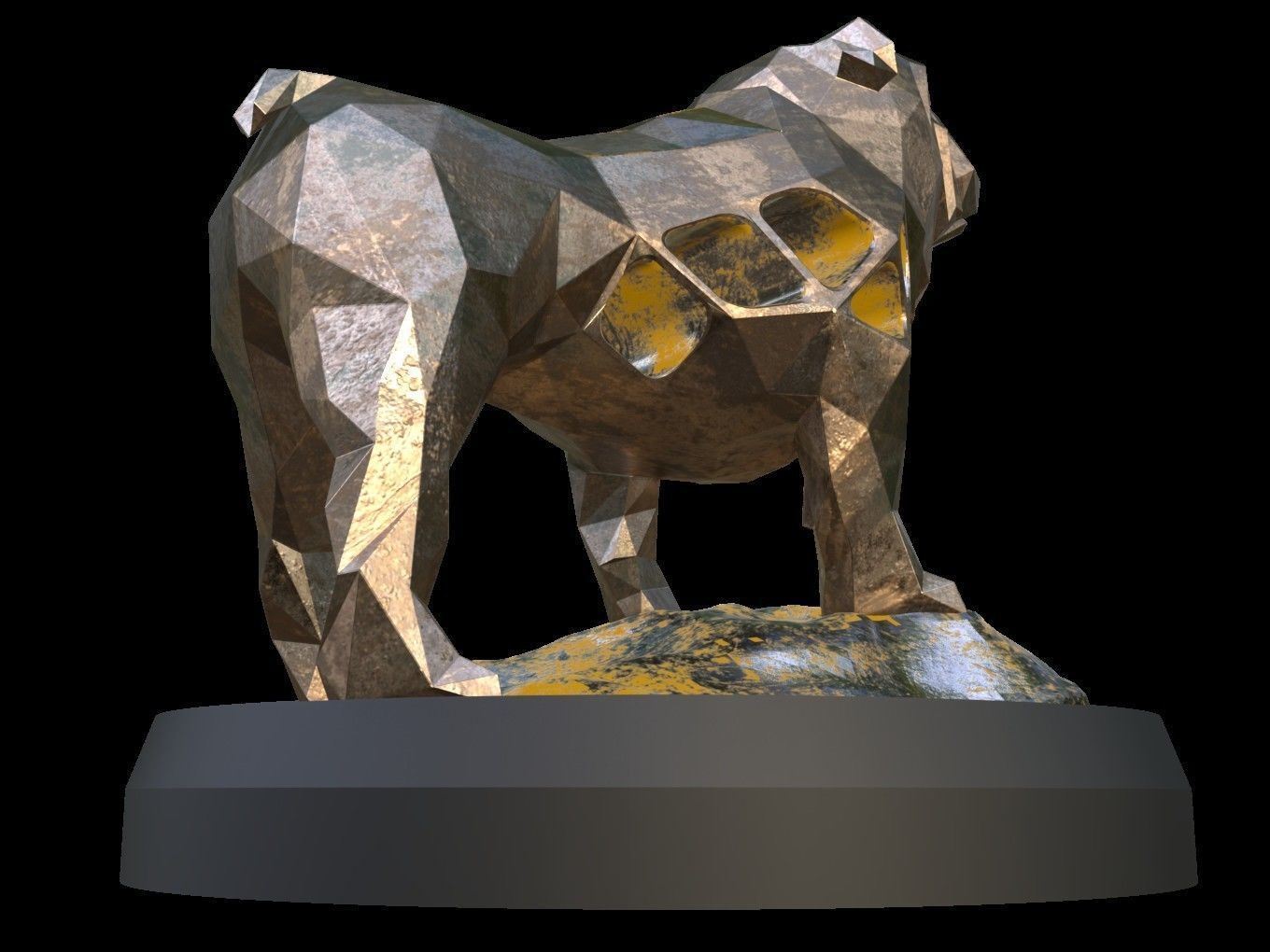 Steampunk Old Bulldog Rock Low-poly 3D model_5