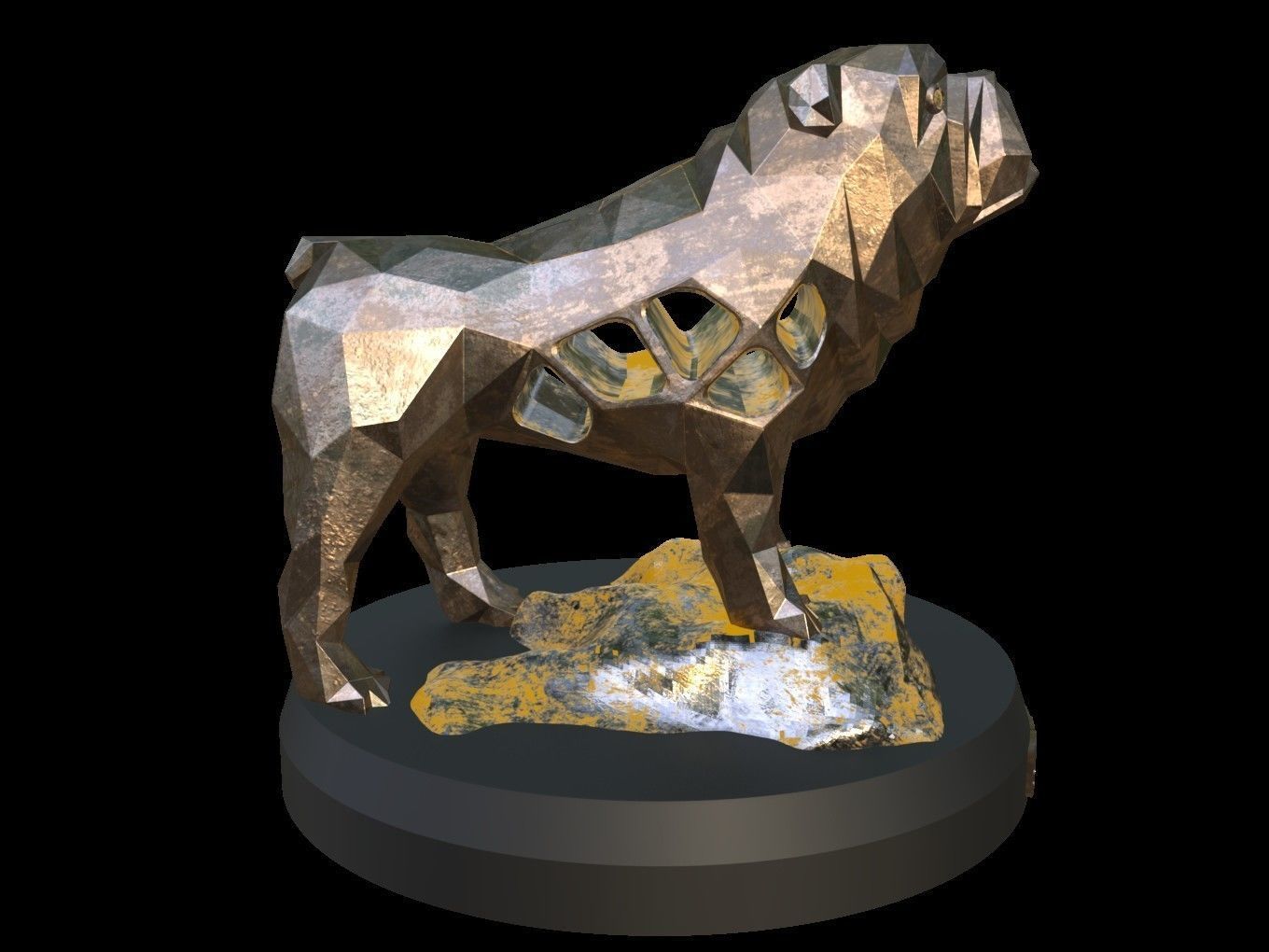 Steampunk Old Bulldog Rock Low-poly 3D model_7