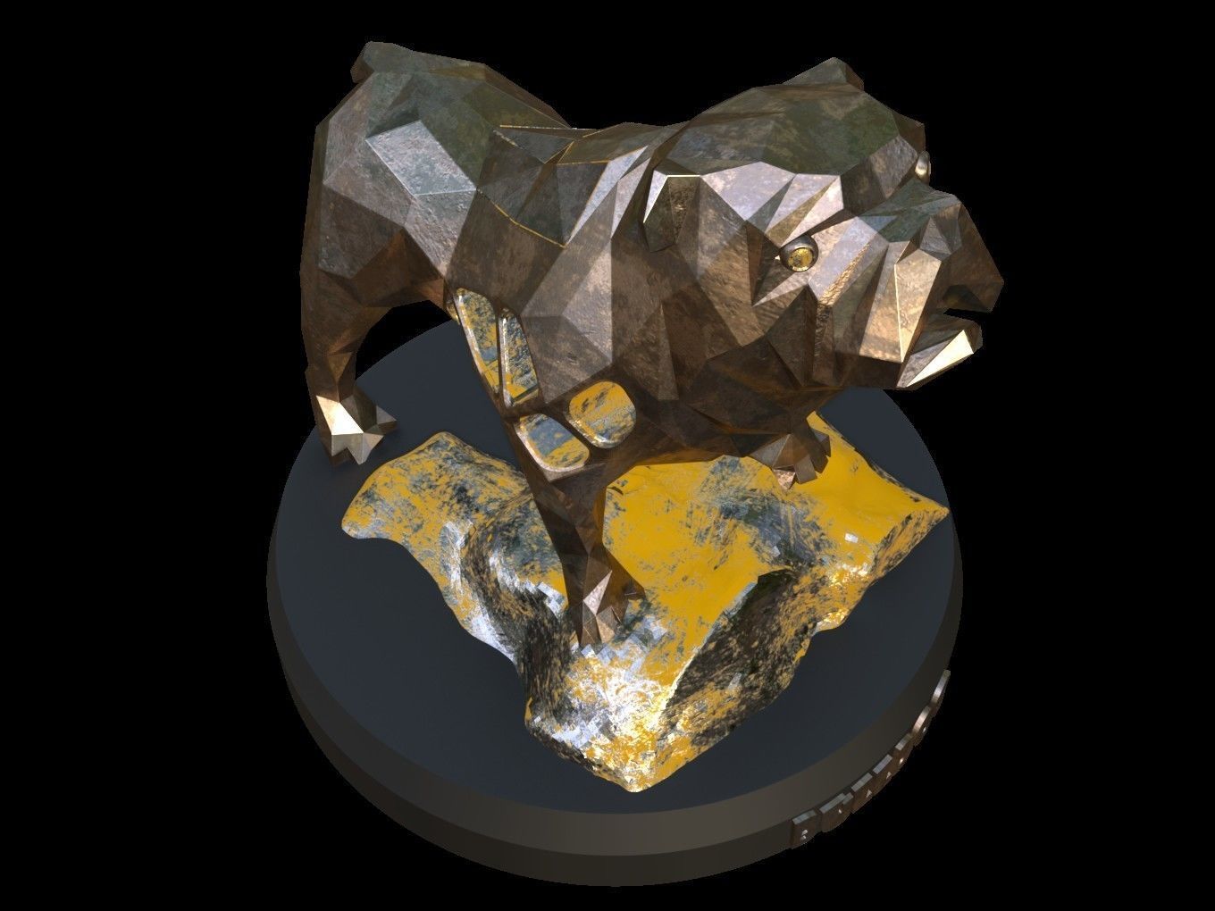 Steampunk Old Bulldog Rock Low-poly 3D model_8