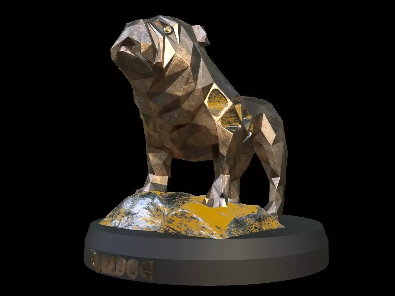 Steampunk Old Bulldog Rock Low-poly 3D model_0