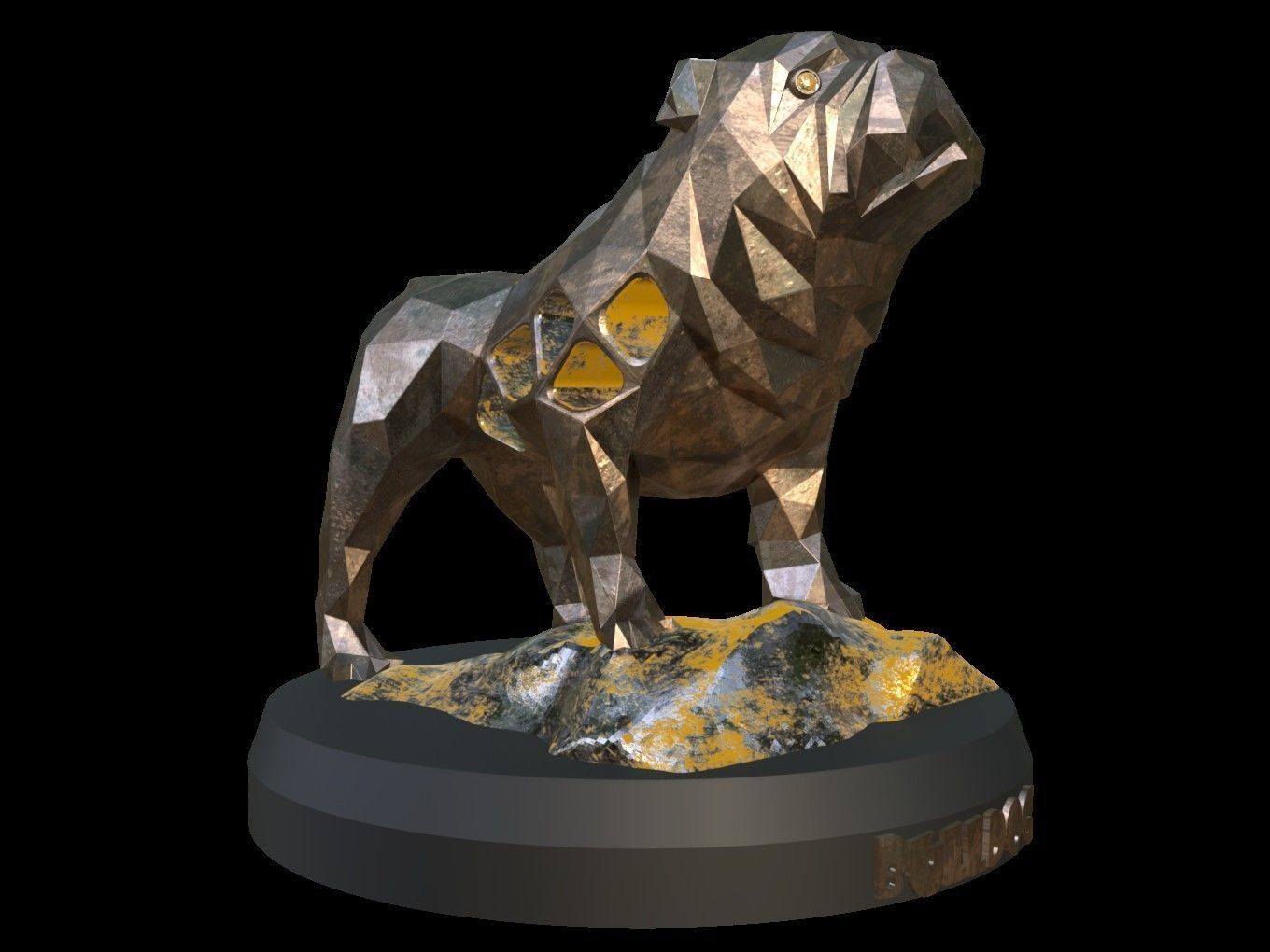 Steampunk Old Bulldog Rock Low-poly 3D model_9
