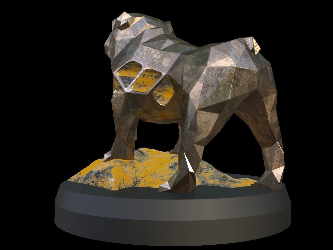 Steampunk Old Bulldog Rock Low-poly 3D model_4