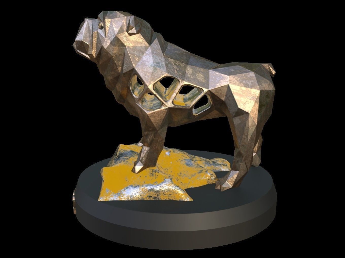 Steampunk Old Bulldog Rock Low-poly 3D model_2