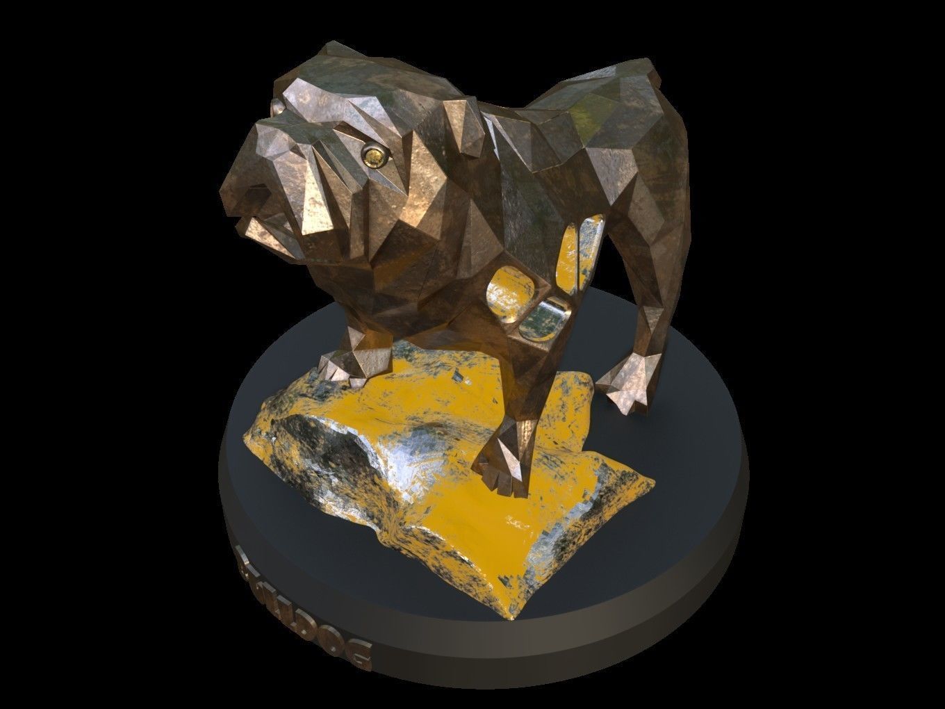 Steampunk Old Bulldog Rock Low-poly 3D model_1