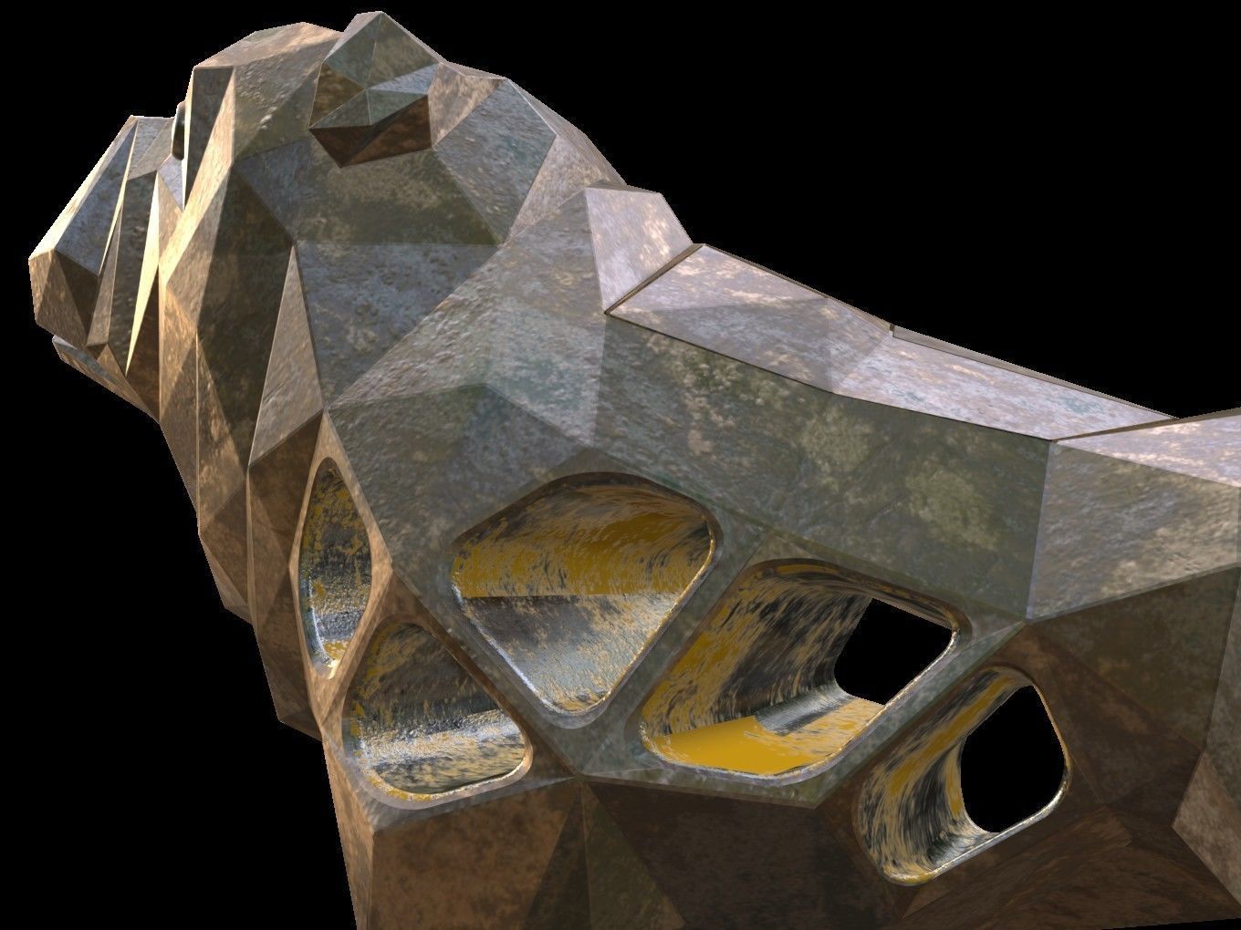 Steampunk Old Bulldog Rock Low-poly 3D model_11