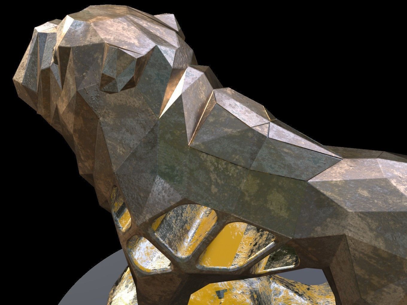 Steampunk Old Bulldog Rock Low-poly 3D model_12