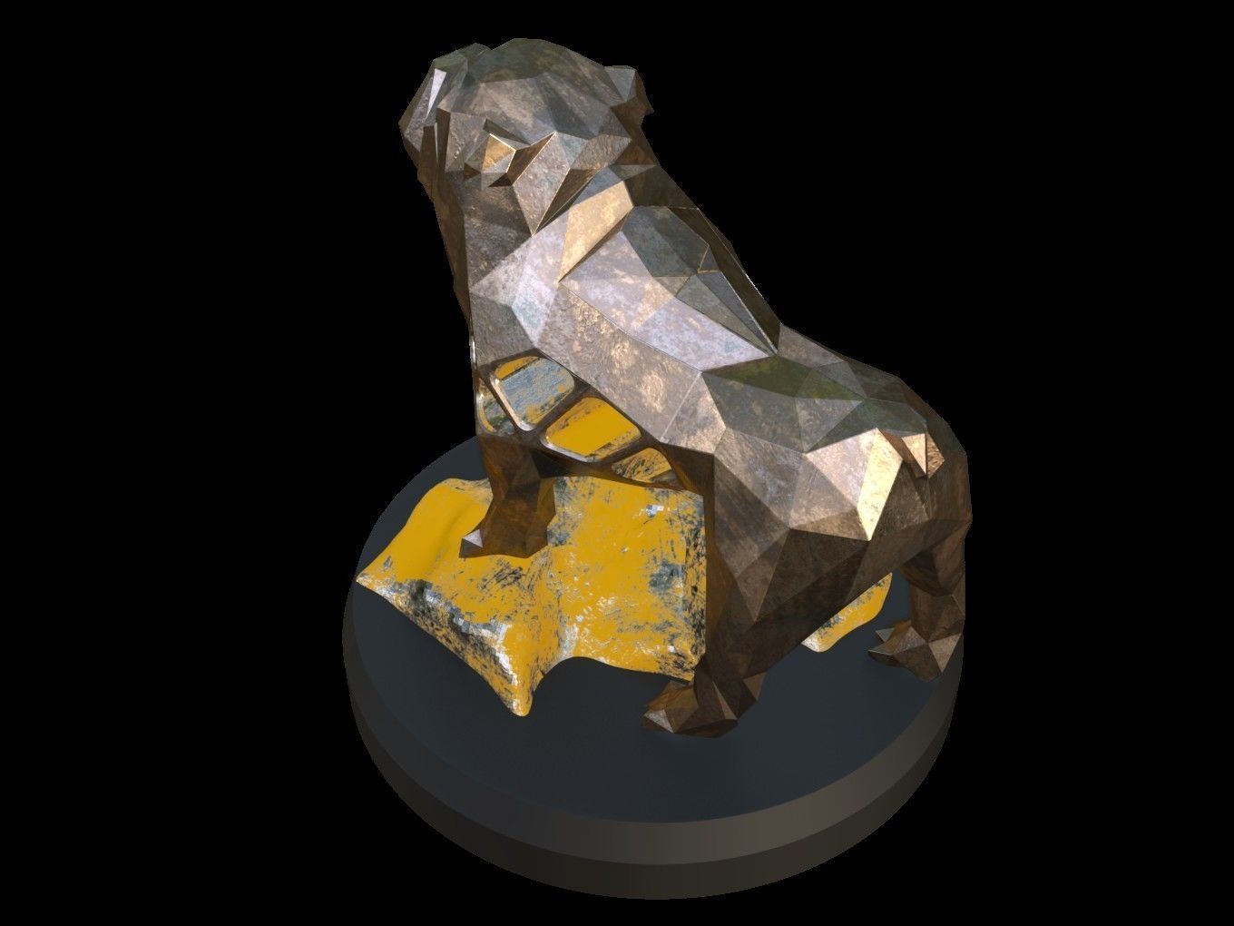 Steampunk Old Bulldog Rock Low-poly 3D model_3