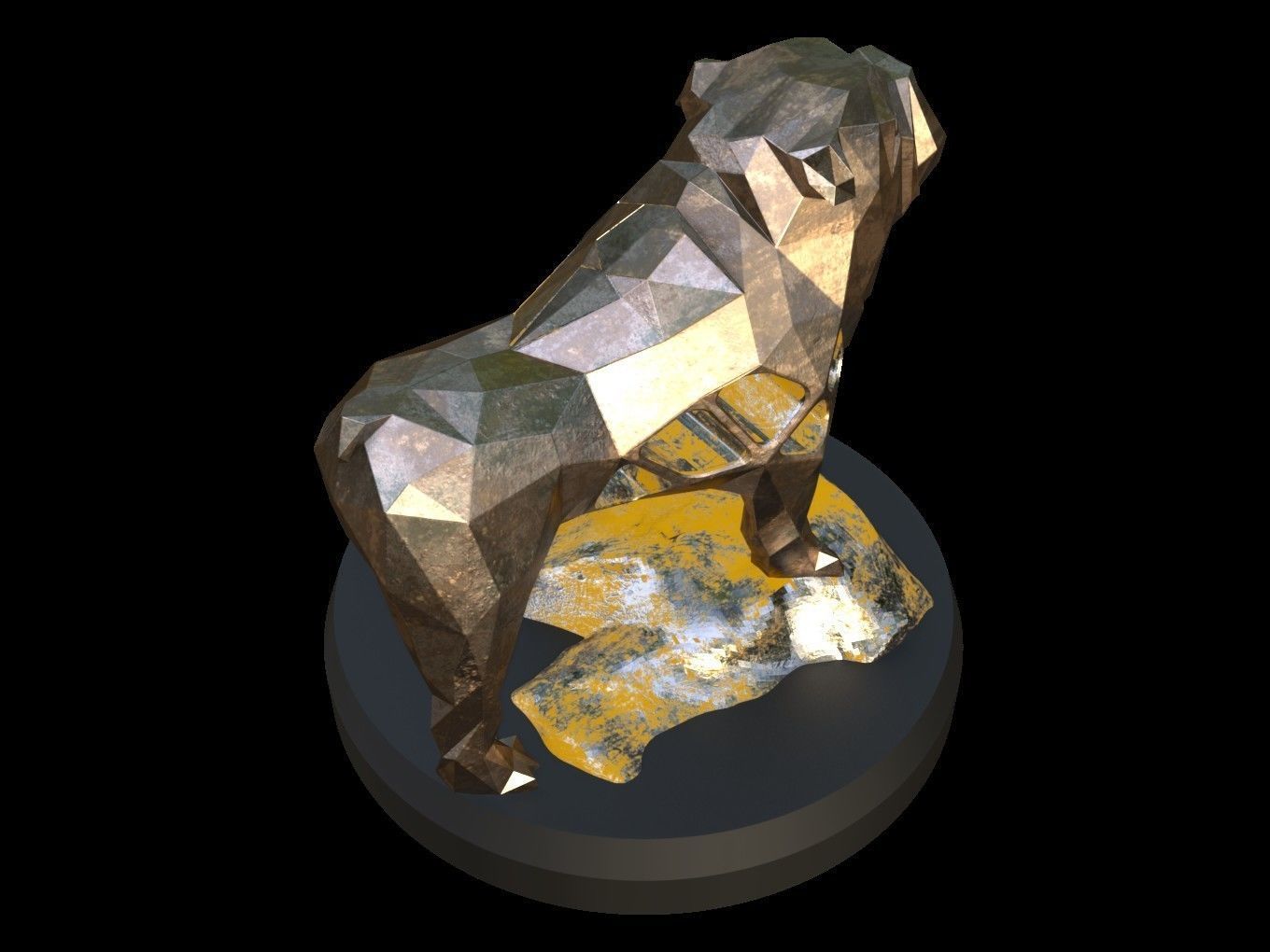 Steampunk Old Bulldog Rock Low-poly 3D model_6