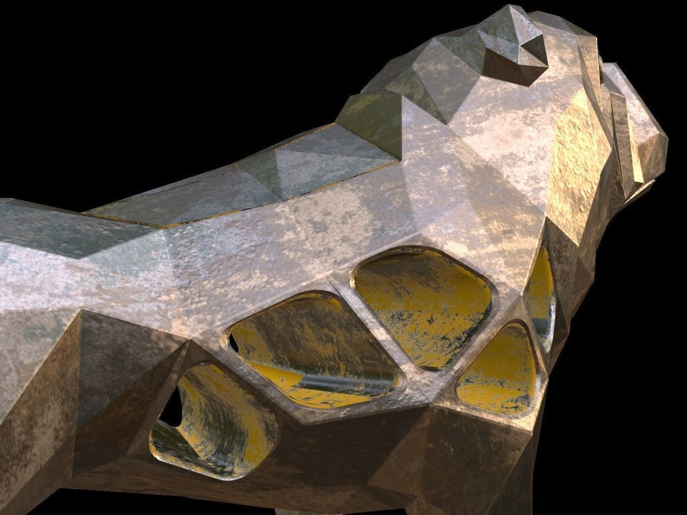 Steampunk Old Bulldog Rock Low-poly 3D model_10