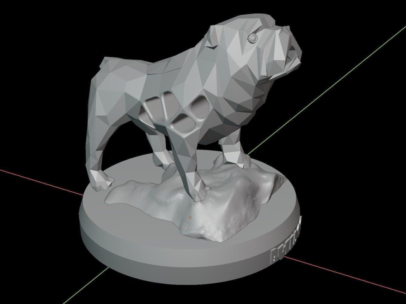 Steampunk Old Bulldog Rock Low-poly 3D model_13