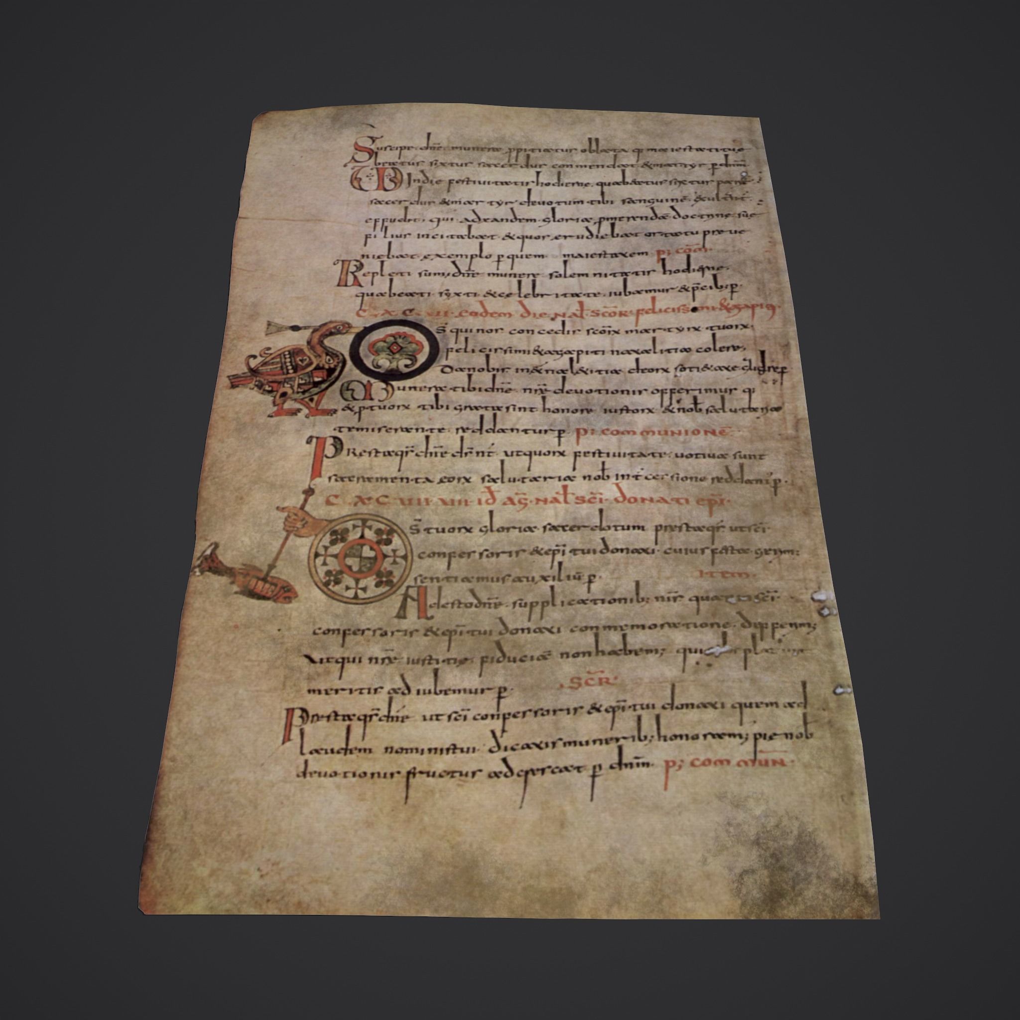 Paper of Sacramentaire de Gellone Low-poly 3D model_9