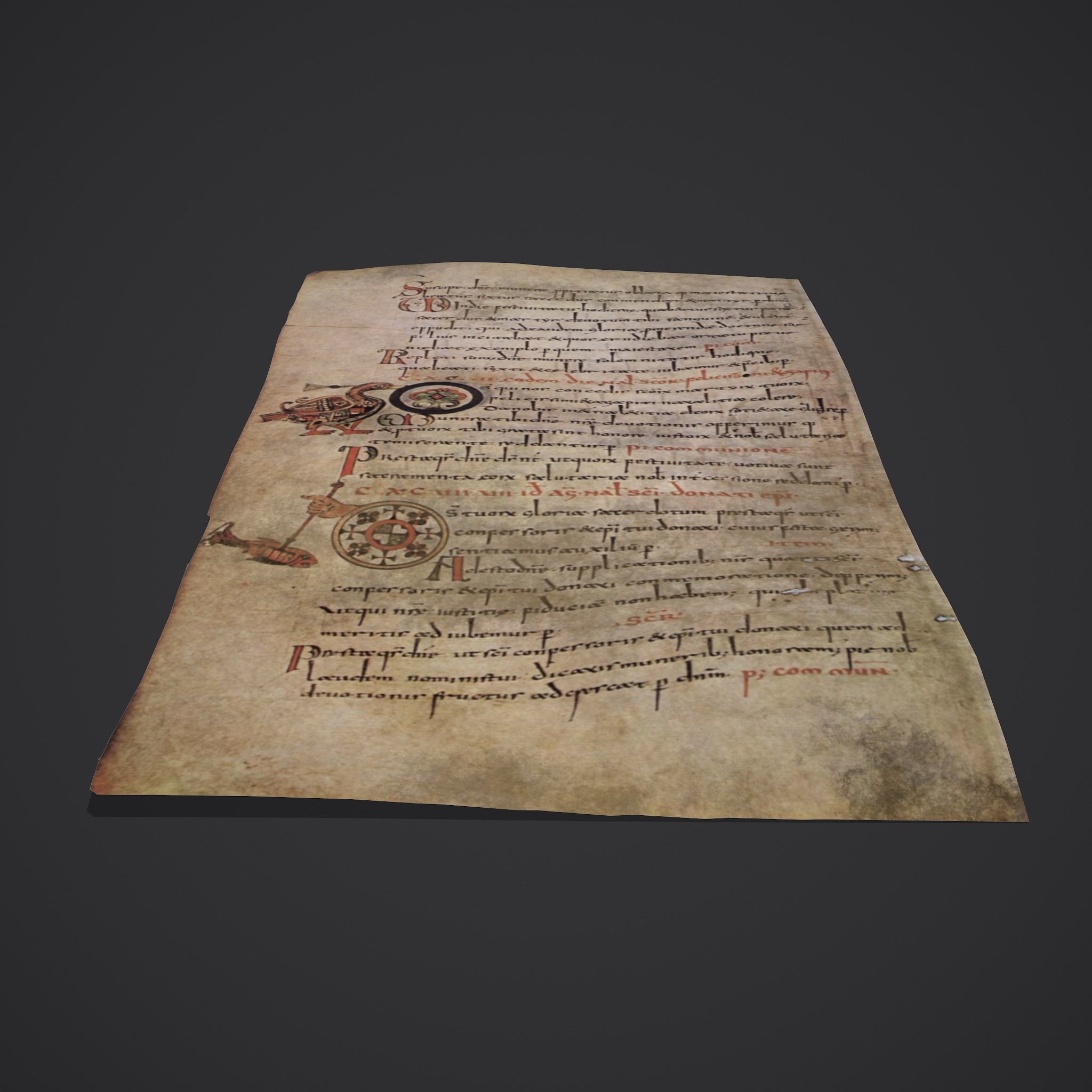 Paper of Sacramentaire de Gellone Low-poly 3D model_2