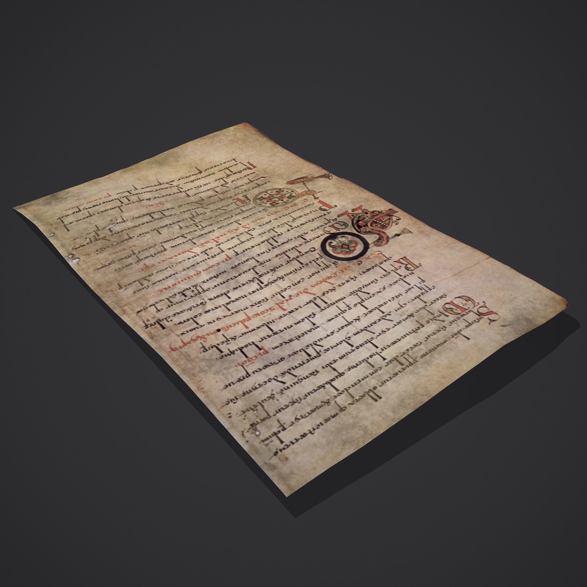Paper of Sacramentaire de Gellone Low-poly 3D model_5
