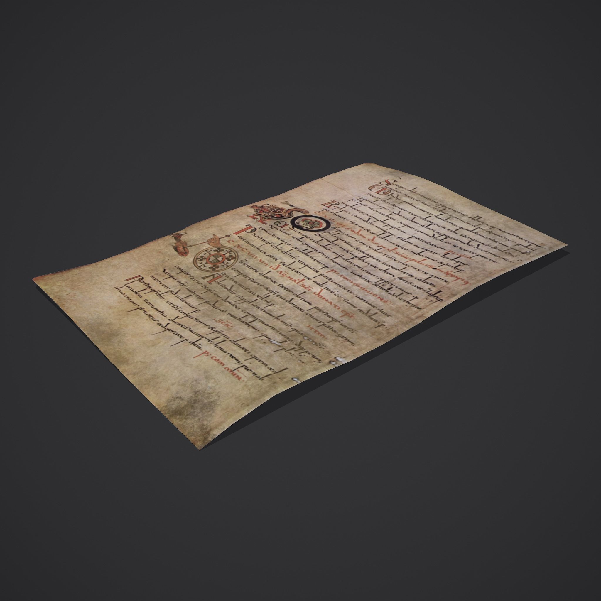 Paper of Sacramentaire de Gellone Low-poly 3D model_3