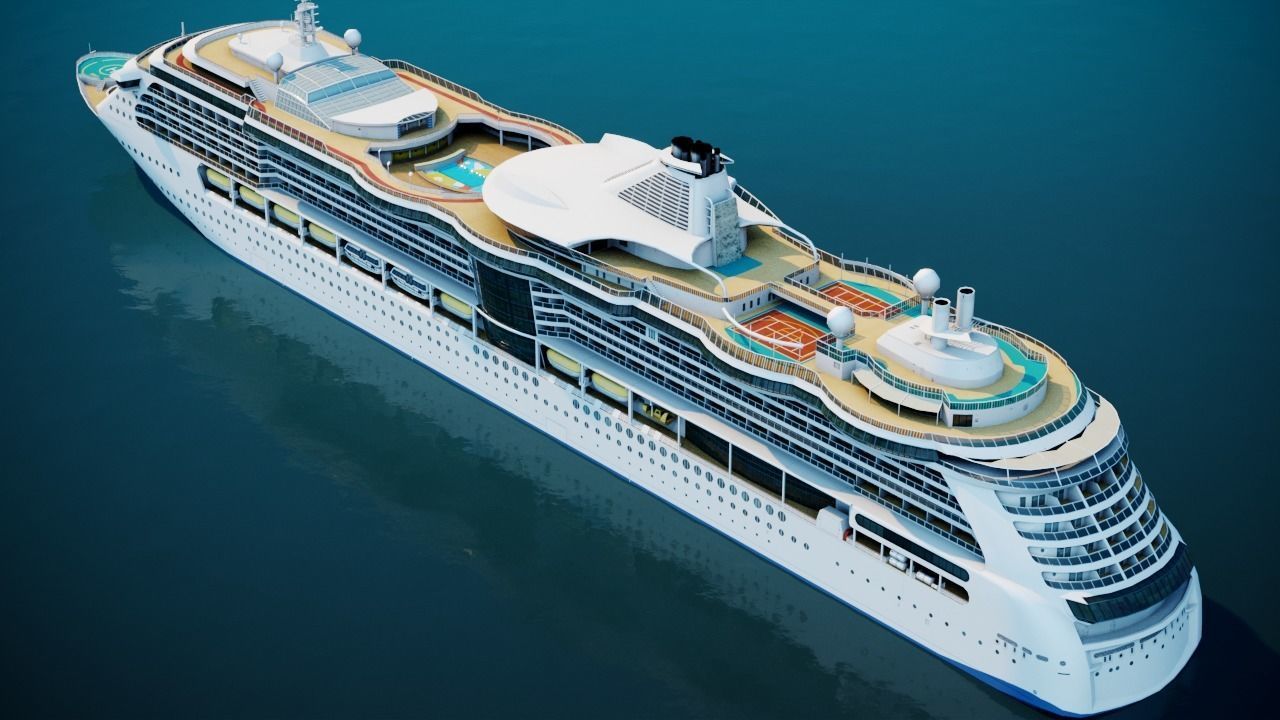 Large Modern Cruiseship Low-poly 3D model_2