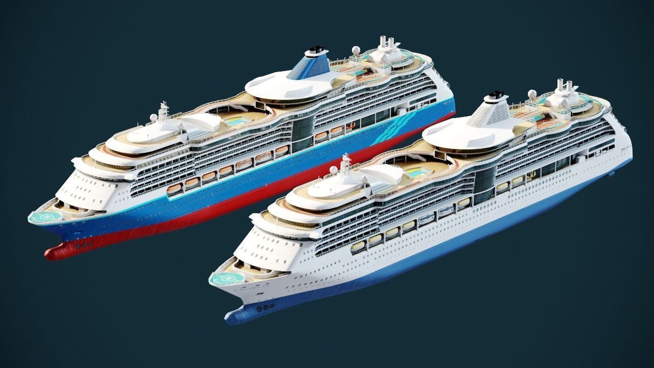 Large Modern Cruiseship Low-poly 3D model_6