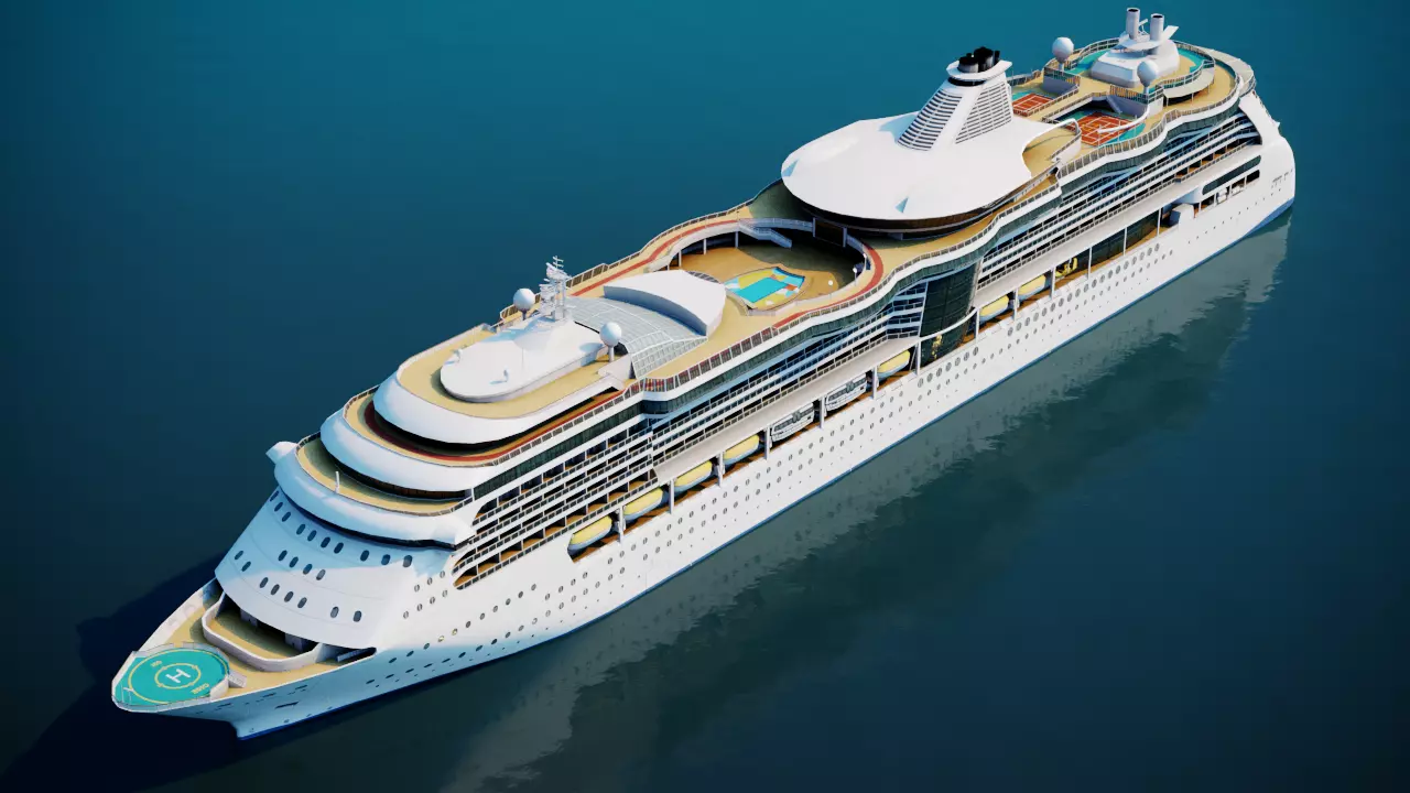 Large Modern Cruiseship Low-poly 3D model_0