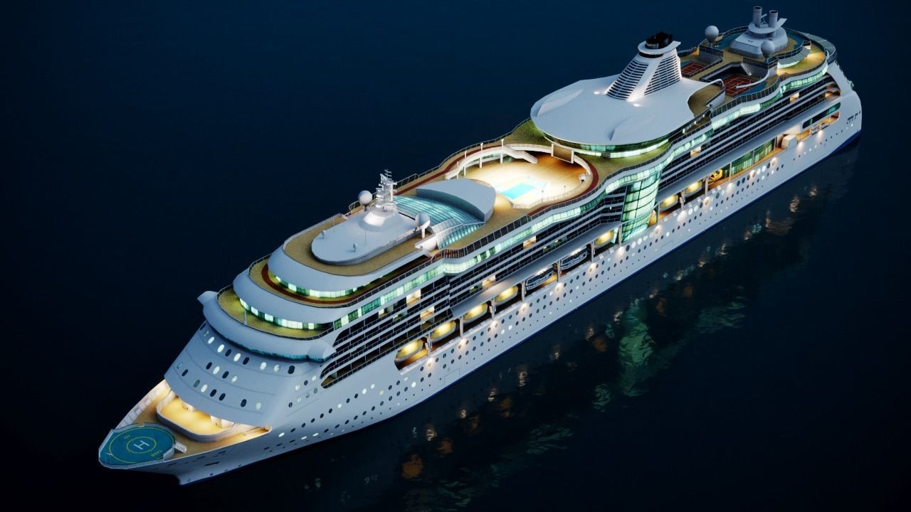Large Modern Cruiseship Low-poly 3D model_4