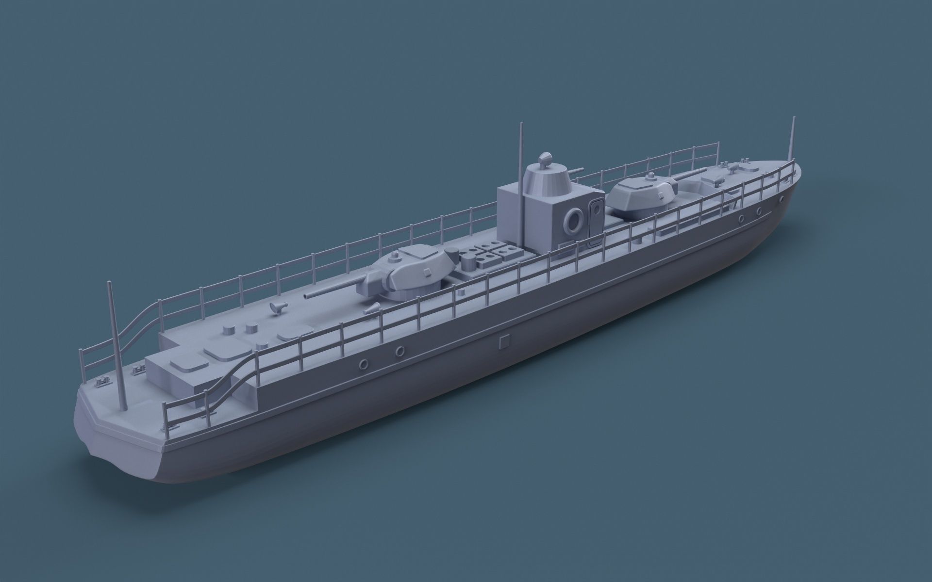 Armored boat 3D print model_3