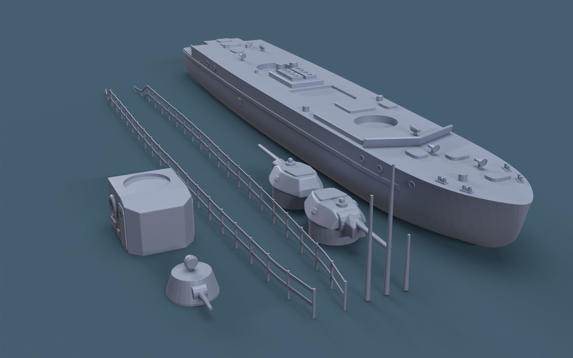 Armored boat 3D print model_13