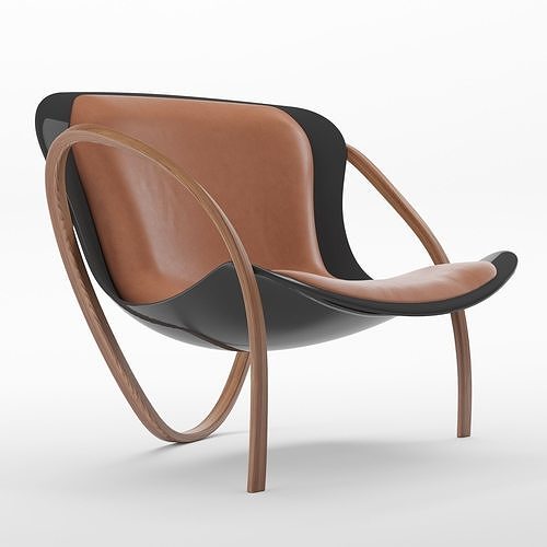 Hugchair modern lounge chair with wooden frame 3D model