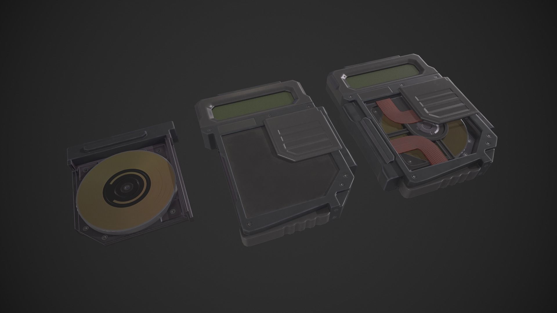 Data Disk Hard Drive Low-poly 3D model_17