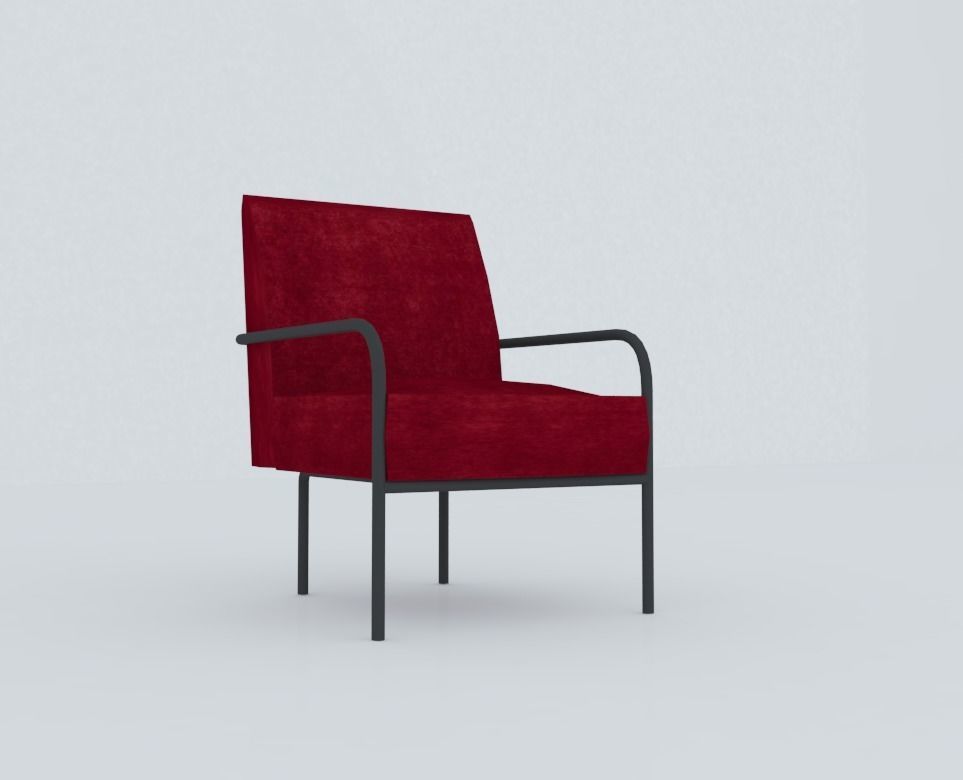 couche chair with legs Low-poly 3D model_1