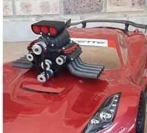 V8 RC 1 8th scale model engine block with super charger  Free 3D print model