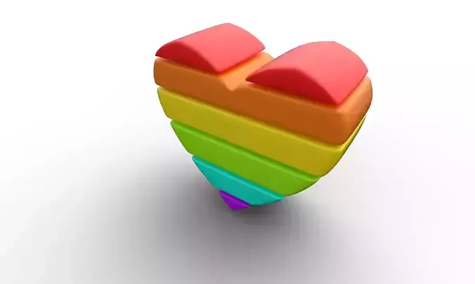 Rainbow Heart Minimal 80s Rows