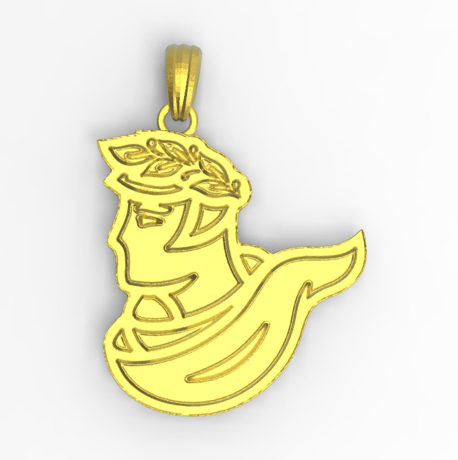 Ancient greek with laurel wreath Pendant 3D print model_3