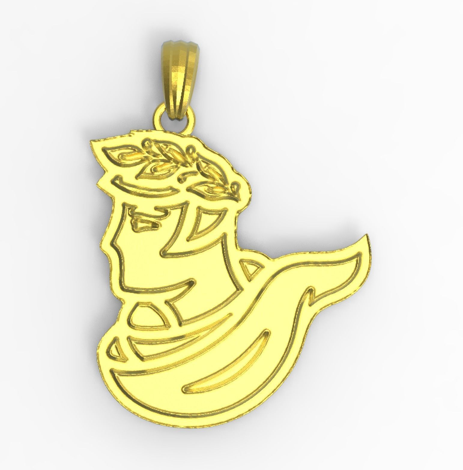 Ancient greek with laurel wreath Pendant 3D print model_6